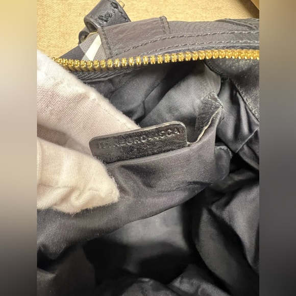 BURBERRY Black Smoke Check Nylon/Leather Hobo - Picture 3 of 16